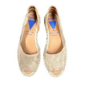 VERBENAS Cruz Espadrille Suede Leather Light Tan Khaki Color Size 8.5 9 US